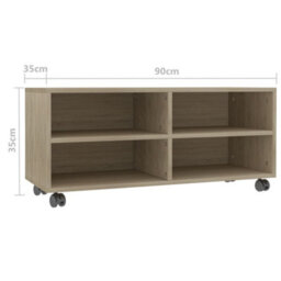 Berkfield Tv Cabinet With Castors Sonoma Oak 90X35X35 Cm Engineered Wood - thumbnail 6