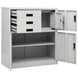 Berkfield Office Cabinet Light Grey 90X40X102 Cm Steel - thumbnail 6