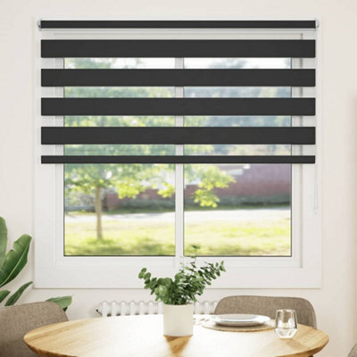 Walplus Black Zebra Blind 120 X 175 Cm - Light Filtering Roller Blind With Hardware - image 1