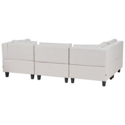 Beliani Modular Corner Sofa 4 Seater Unstad Fabric Light Beige With Ottoman Right Hand - thumbnail 5