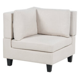 Beliani Modular Corner Sofa 4 Seater Unstad Fabric Light Beige With Ottoman Right Hand - thumbnail 6