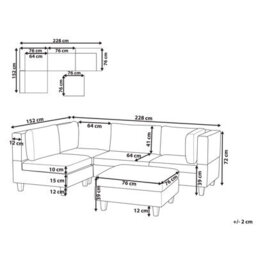 Beliani Modular Corner Sofa 4 Seater Unstad Fabric Light Beige With Ottoman Right Hand - thumbnail 3