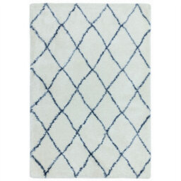 Cream Blue Geometric Shaggy Luxurious Modern Jute Backing Rug For Living Room Bedroom And Dining Room-200Cm X 290Cm - thumbnail 5