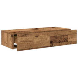 Berkfield Wall Shelf With Drawers Old Wood 80X33X17 Cm Engineered Wood - thumbnail 7
