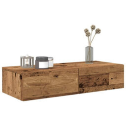 Berkfield Wall Shelf With Drawers Old Wood 80X33X17 Cm Engineered Wood - thumbnail 3