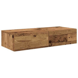 Berkfield Wall Shelf With Drawers Old Wood 80X33X17 Cm Engineered Wood - thumbnail 2