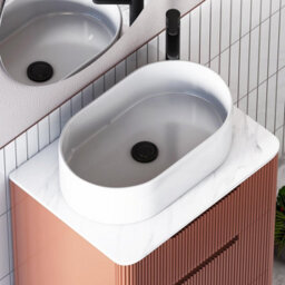 Royal Bathrooms Avenza 800mm Terracotta Clay Wall Hung Bathroom Countertop Vanity Unit 2 Drawer With Peak Basin - thumbnail 7