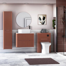 Royal Bathrooms Avenza 800mm Terracotta Clay Wall Hung Bathroom Countertop Vanity Unit 2 Drawer With Peak Basin - thumbnail 4
