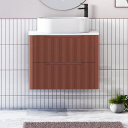 Royal Bathrooms Avenza 800mm Terracotta Clay Wall Hung Bathroom Countertop Vanity Unit 2 Drawer With Peak Basin - thumbnail 1