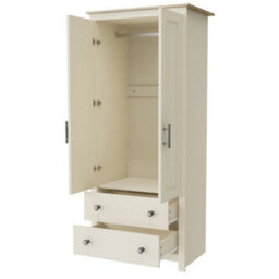 Cream On Oak Slim 2 Door Wardrobe With Drawers - thumbnail 3