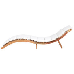 Beliani Luino Folding Garden Sun Lounger With Cushion, Acacia Wood, Off-White - thumbnail 4