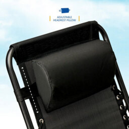 Sunmer Reclining Garden Chairs With Cup And Phone Holder - Set Of 2 - Black - thumbnail 5