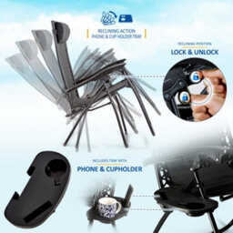 Sunmer Reclining Garden Chairs With Cup And Phone Holder - Set Of 2 - Black - thumbnail 4