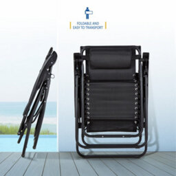 Sunmer Reclining Garden Chairs With Cup And Phone Holder - Set Of 2 - Black - thumbnail 3