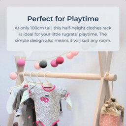 idooka Childrens Clothes Rails Freestanding Hanging Wardrobe Storage Home Bedrooms Furniture Wooden Kids Boys Girls Dress Up - thumbnail 5