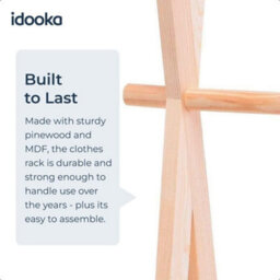 idooka Childrens Clothes Rails Freestanding Hanging Wardrobe Storage Home Bedrooms Furniture Wooden Kids Boys Girls Dress Up - thumbnail 3