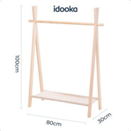idooka Childrens Clothes Rails Freestanding Hanging Wardrobe Storage Home Bedrooms Furniture Wooden Kids Boys Girls Dress Up - thumbnail 8