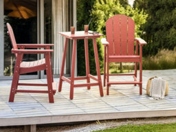 Beliani Garden Bar Table Adirondack 60 Cm 59 Cm Synthetic Material Red - thumbnail 2