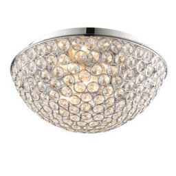 Luminosa Lighting Luminosa Chryla 3 Light Bathroom Flush Ceiling Light Chrome, Clear Crystal Detail Ip44, G9 - thumbnail 1