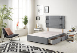 Somnior Beds Somnior Flexby Plush Charcoal Divan Bed Base With 2 Drawers And Headboard - Small Single - thumbnail 1