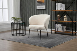 Nordlys White Bouclé Lounge Chair Modern Design Style Living Room - thumbnail 3