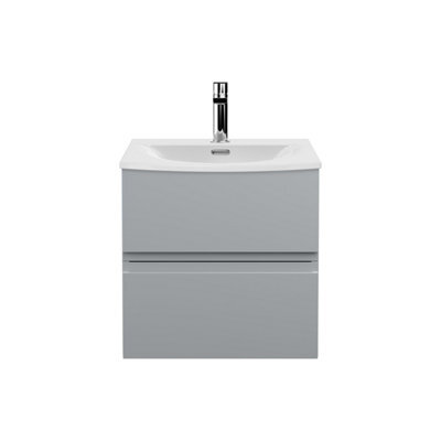 Balterley Mavesyn Contemporary 2 Drawer Wall Hung Vanity Unit With Curved Basin, Satin Grey, 500mm