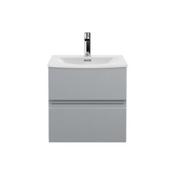 Balterley Mavesyn Contemporary 2 Drawer Wall Hung Vanity Unit With Curved Basin, Satin Grey, 500mm - thumbnail 1