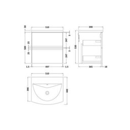 Balterley Mavesyn Contemporary 2 Drawer Wall Hung Vanity Unit With Curved Basin, Satin Grey, 500mm - thumbnail 2