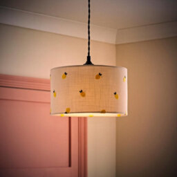 Valuelights Brae Natural White Fabric Lemon Embroidered Small Drum Lamp Shade (D)25Cm - thumbnail 5