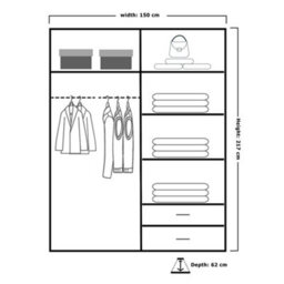 Sliding Wardrobes 4 u LTD Sliding Wardrobes 4U Jacklin Modern Sliding Double Mirror Door Wardrobe In White & Black Color (W)1500mm, (H)21700mm - thumbnail 3