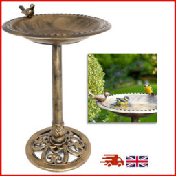 Divchi Bird Bath For Garden Freestanding  Feeder Bowl Pedestal For Outdoors Patio Yard & Lawn Décor Bronze Bird Bath With 1 Bird - thumbnail 6