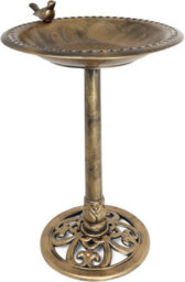 Divchi Bird Bath For Garden Freestanding  Feeder Bowl Pedestal For Outdoors Patio Yard & Lawn Décor Bronze Bird Bath With 1 Bird - thumbnail 2