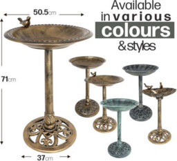 Divchi Bird Bath For Garden Freestanding  Feeder Bowl Pedestal For Outdoors Patio Yard & Lawn Décor Bronze Bird Bath With 1 Bird - thumbnail 5