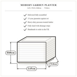 Timber Foundry Modern Garden Planter Beach Hut Blue L65 X W40 X H48Cm 70 Litres - thumbnail 6