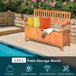 Costway 125L Patio Storage Bench Garden Chair W/ Water-Resistant Liner - thumbnail 4