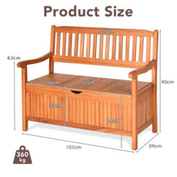 Costway 125L Patio Storage Bench Garden Chair W/ Water-Resistant Liner - thumbnail 3