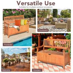 Costway 125L Patio Storage Bench Garden Chair W/ Water-Resistant Liner - thumbnail 2