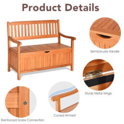 Costway 125L Patio Storage Bench Garden Chair W/ Water-Resistant Liner - thumbnail 9
