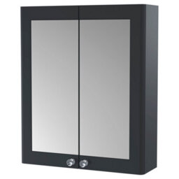 FNX Bathrooms Heritage 600mm 2 Door Soft Black Wall Hung Mirror Cabinet Traditional 715mm - thumbnail 1