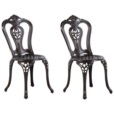Beliani Set Of 2 Garden Chairs Bovino Metal Dark Brown - image 1