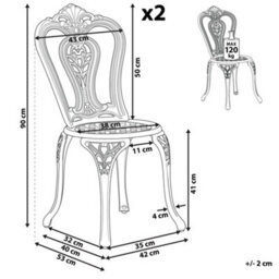 Beliani Set Of 2 Garden Chairs Bovino Metal Dark Brown - thumbnail 3