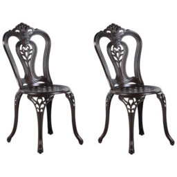 Beliani Set Of 2 Garden Chairs Bovino Metal Dark Brown - thumbnail 1