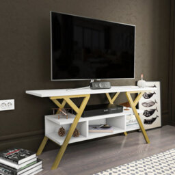 Decorotika Minerva Tv Stand Tv Unit For Tv's Up To 55 Inch Gold And Anthracite - thumbnail 3
