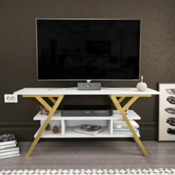 Decorotika Minerva Tv Stand Tv Unit For Tv's Up To 55 Inch Gold And Anthracite