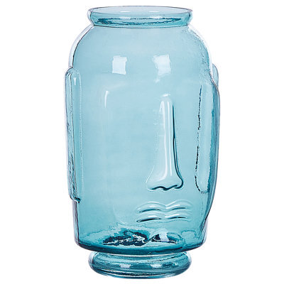 Beliani Decorative Vase Sambar 31 Cm Glass Blue - image 1