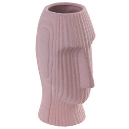 Beliani Flower Vase Pallini Stoneware 24 Cm Peach Pink - thumbnail 4