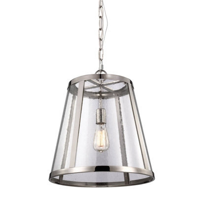 Elegant 1 Bulb Ceiling Pendant Light Fitting In Polished Nickel For Modern Interiors - image 1