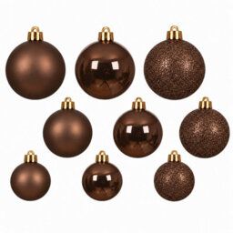 Decoris 30 Espresso Brown Baubles Shatterproof Christmas Tree Hanging Decoration - thumbnail 9