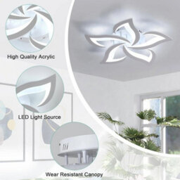 60W Modern Led Ceiling Light 5-Petals 6000K Chandelier Living Room Pendant Light - thumbnail 5