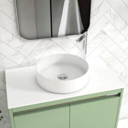 Royal Bathrooms Orion 800mm Mint Sage Floor Standing Plain White Countertop Vanity Unit 2 Drawer With Art Basin & Chrome Accent Trim - thumbnail 5